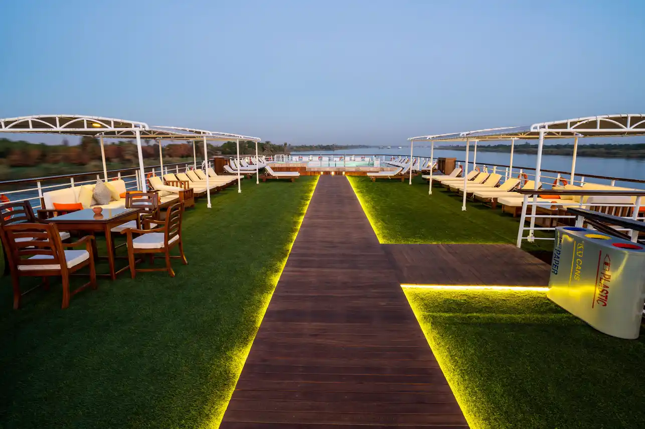 Sun deck of the City and Sea Adonis Nile Cruise Nile cruise